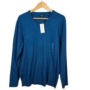 NEW! Alfani Light Knit V Neck Sweater Heather Blue Long Sleeve Casual Knit - L